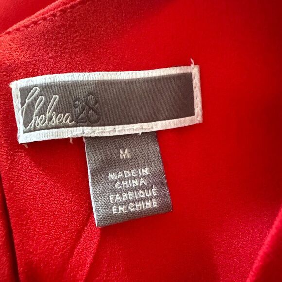 Chelsea 28 Women's MEDIUM Red Cut-Out Ruffle Fit & Flare Dress - Picture 12 of 12